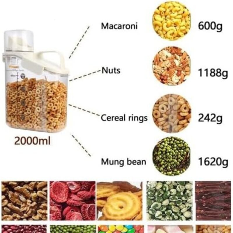 Raxoom 3-Piece Cereal Container Set | Airtight Food Storage Container | handled kitchen organizer + Measuring Cup | BPA-Free Plastic Rice container | 3 Sizes Set for home storage and organizer - Image 4