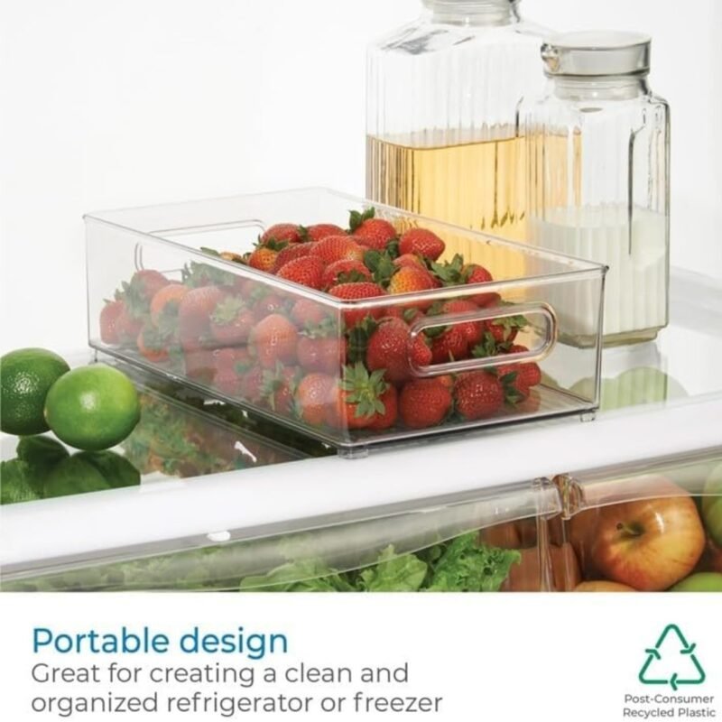 Raxoom Fridge Organizers and Storage Containers | Stackable Clear Refrigerator Organizer Bins with Handles | Ideal for Cabinets, Shelves, Drawers, Freezer | Food Safe, BPA Free (Pack of 2) (Small) - Image 7