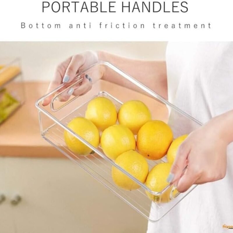 Raxoom Fridge Organizers and Storage Containers | Stackable Clear Refrigerator Organizer Bins with Handles | Ideal for Cabinets, Shelves, Drawers, Freezer | Food Safe, BPA Free (Pack of 2) (Small) - Image 5