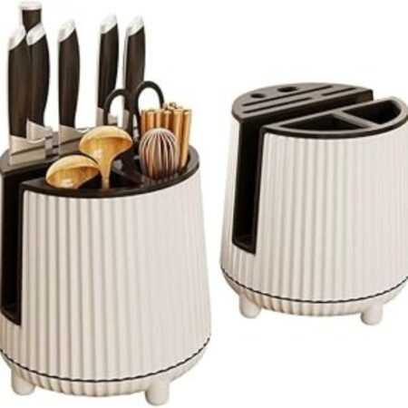 Kitchen Knife Holder, Cutting Board Stand, Spoon and Chopsticks Holder, White