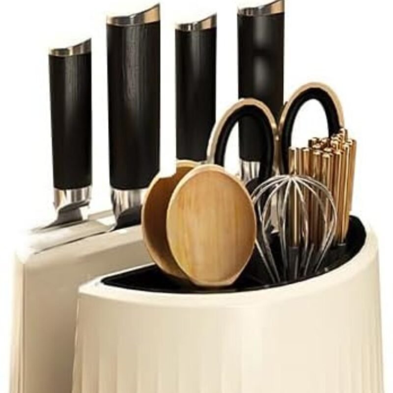 Kitchen Knife Holder, Cutting Board Stand, Spoon and Chopsticks Holder, White - Image 4