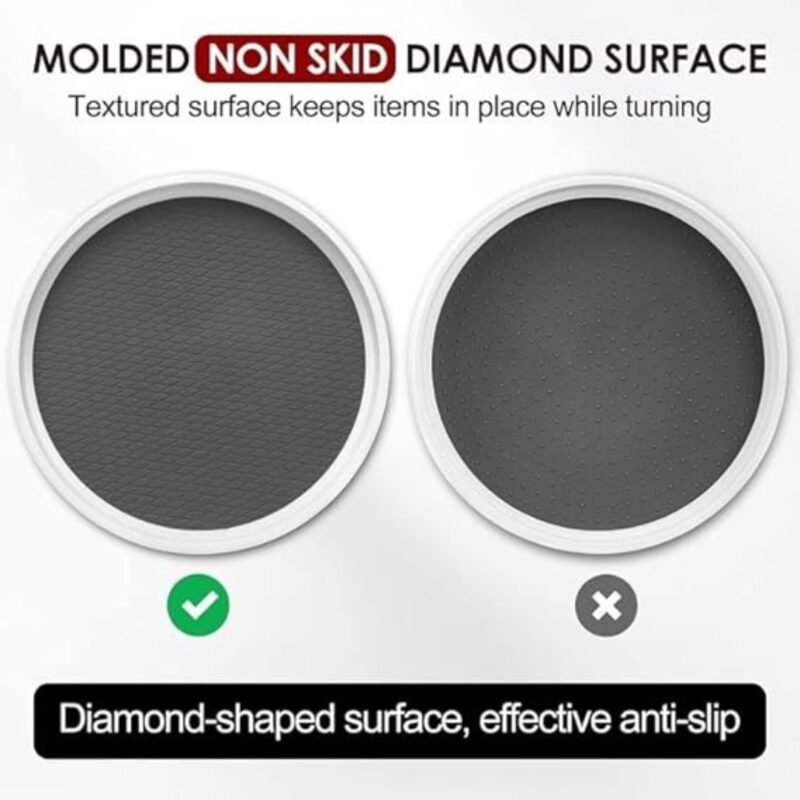 25cm Non-Slip Turntable Lazy Susan Organizer [2-Pack] - 360 Degree Rotating Tray Rack for Cabinet and Tabletop, Pantry Storage, Kitchen, Fridge, Vanity, Countertop, Spice Carousel (Medium) - Image 3